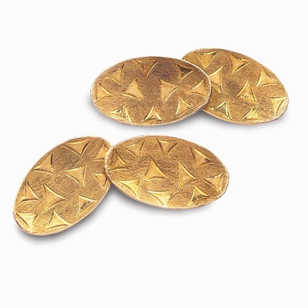 Gemelli ovali in oro giallo 18Kt  (anni 50/60)  - Asta ASTA A TEMPO  - Colasanti Casa d'Aste
