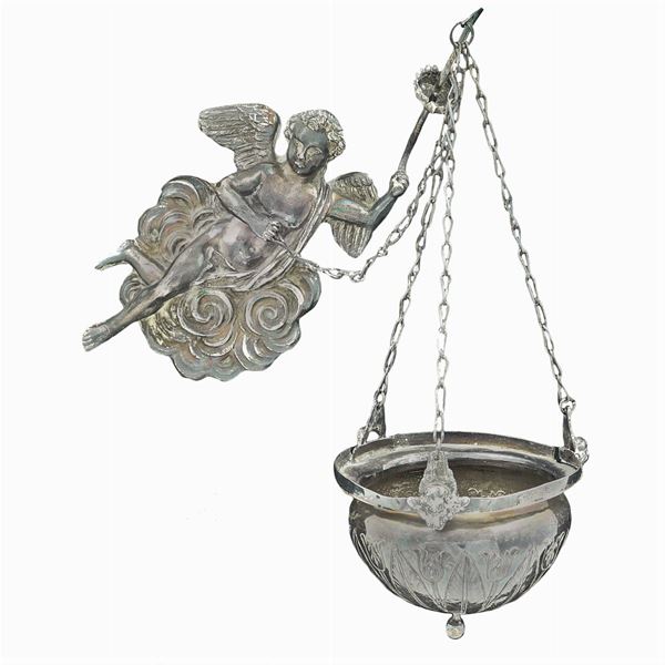 An Italian silver holy water font  (Rome, 19th century)  - Auction FINE SILVER AND TABLEWARE - Colasanti Casa d'Aste