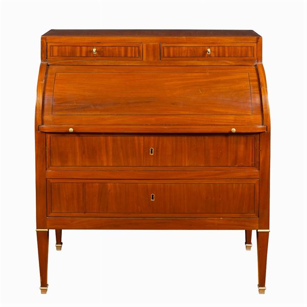 A mahogany bureau cylindre