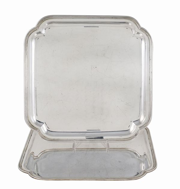 A pair of 800 silver trays