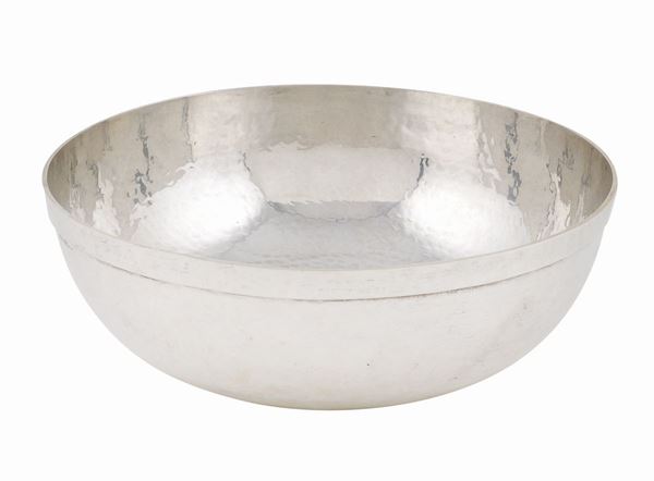 An 800 silver hammered bowl