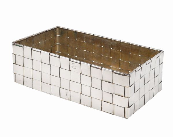 Cestino rettangolare in argento 800