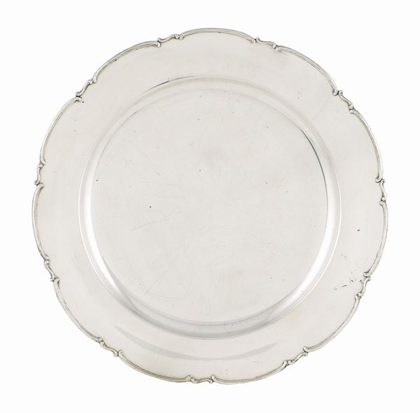 Vassoio circolare in argento 800