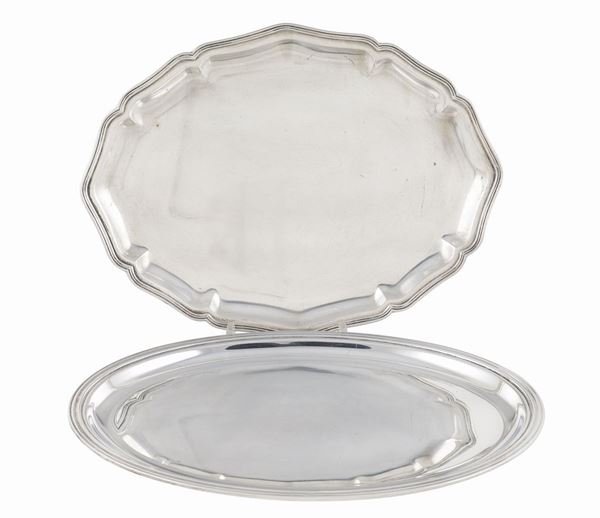Due piccoli vassoi ovali in argento 800  (Italia, XX Sec.)  - Asta ARGENTI DA COLLEZIONE  - Colasanti Casa d'Aste