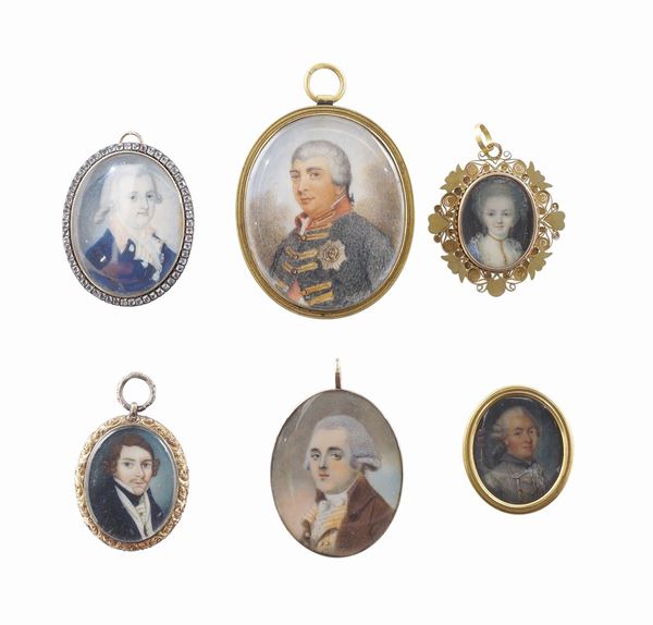 Six miniated portraits