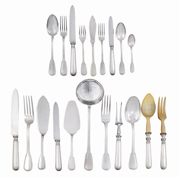 A silver cutlery service (233)