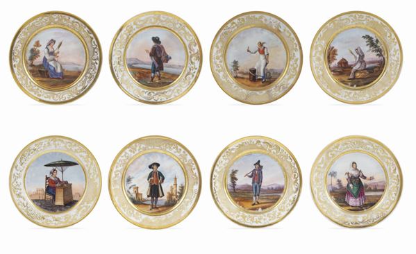 A lot of white porcelain plates (8)  (Naples, 19th century)  - Auction Auction 34 - Colasanti Casa d'Aste