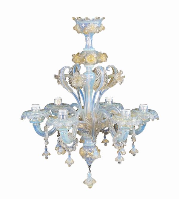 A six lights chandelier  (Murano, 20th century)  - Auction Auction 34 - Colasanti Casa d'Aste
