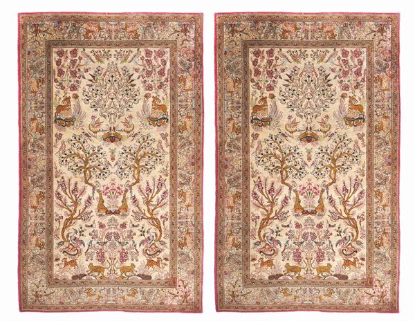 Coppia di tappeti Qum  (Persia, XX Sec.)  - Asta ARGENTI DA COLLEZIONE  - Colasanti Casa d'Aste
