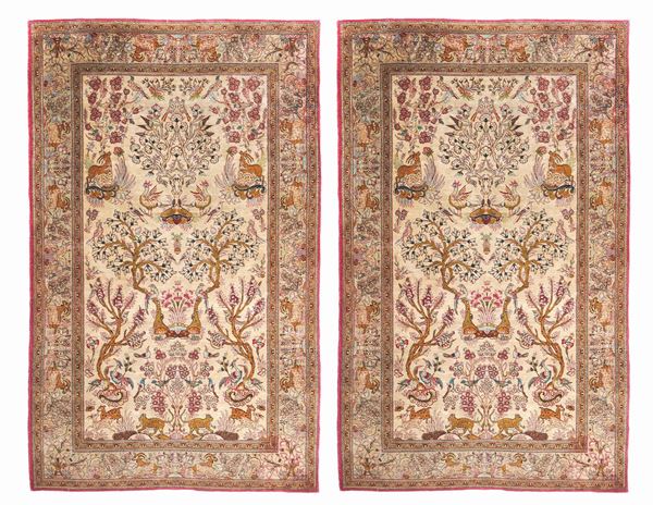 Coppia di tappeti Qum  (Persia, XX Sec.)  - Asta ARGENTI DA COLLEZIONE  - Colasanti Casa d'Aste