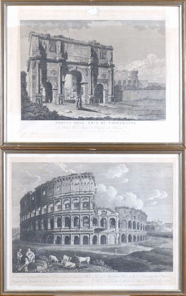 A pair of engravings  (Italy, 19th century)  - Auction Online Christmas Auction - Colasanti Casa d'Aste