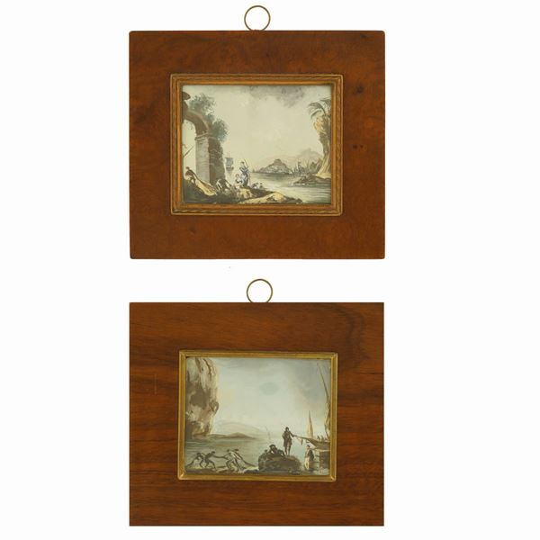 A pair of miniatures on paper