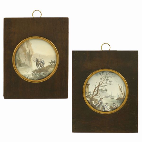 A pair of miniatures on paper