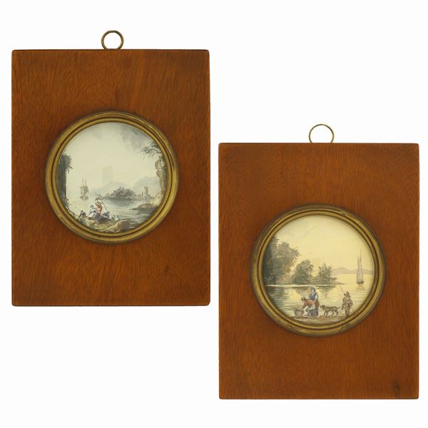 A pair of miniatures on paper
