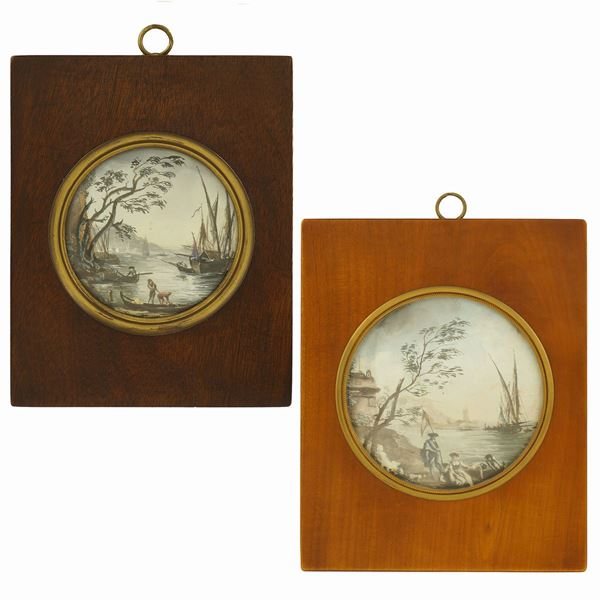 A pair of miniatures on paper