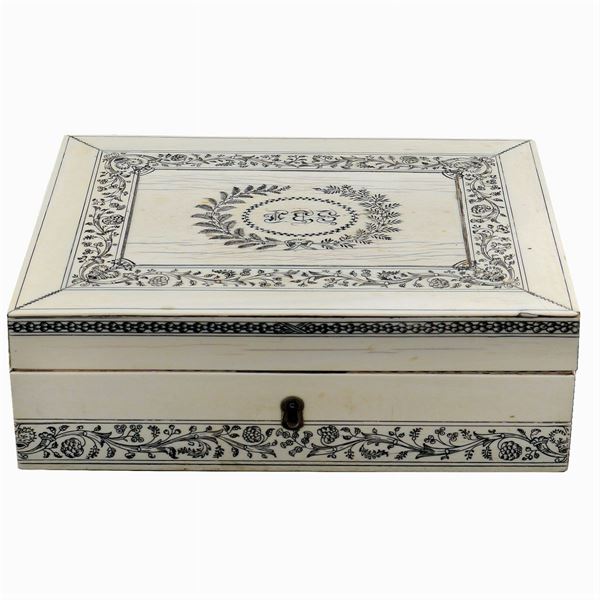 A sandalwood and bone rectangular box