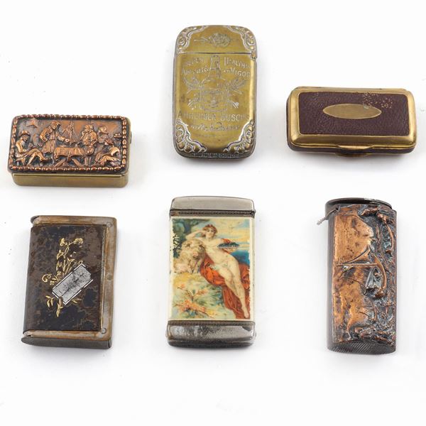 A lot of metal matchboxes (6)  (late 19th-early 20th century)  - Auction Online Christmas Auction - Colasanti Casa d'Aste