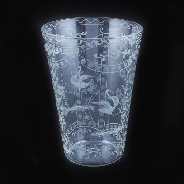 Vaso in vetro inciso