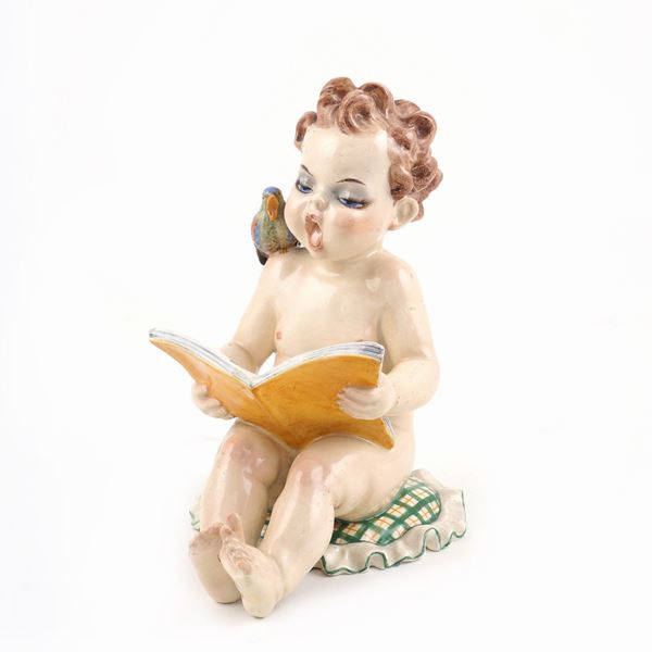 A polychromatic ceramic sculpture