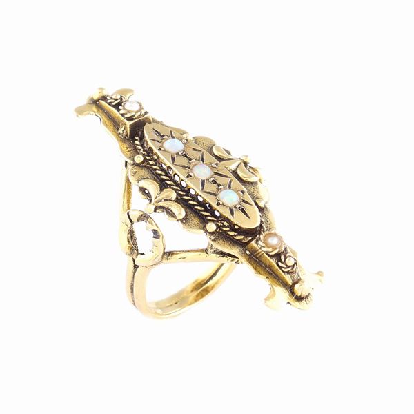 Anello a losanga in oro giallo 14kt
