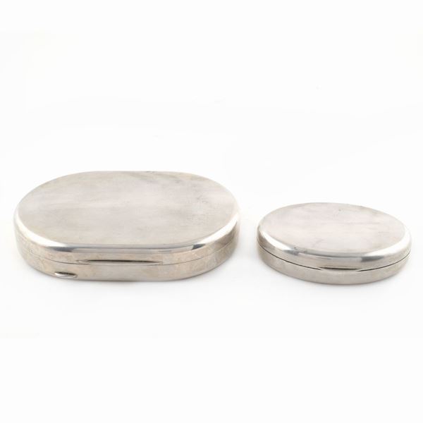 Two 800 silver oval boxes