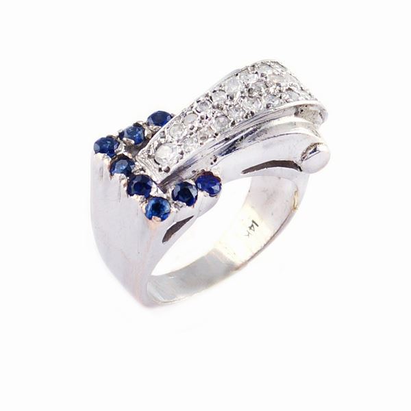 Anello a ponte in oro bianco 14kt