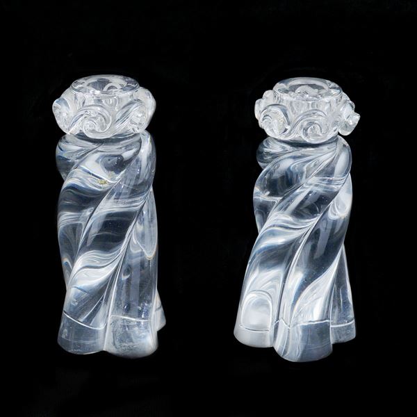 Baccarat, coppia di candelieri in cristallo  (Francia, XX Sec.)  - Asta ASTA A TEMPO  - Colasanti Casa d'Aste