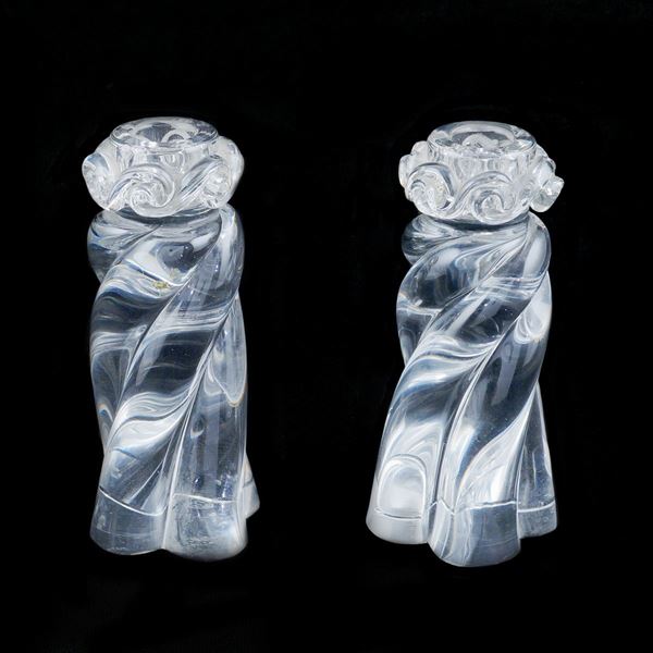 Baccarat, coppia di candelieri in cristallo
