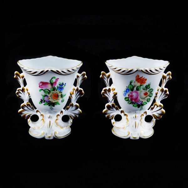 A pair of Herend porcelain flower holders