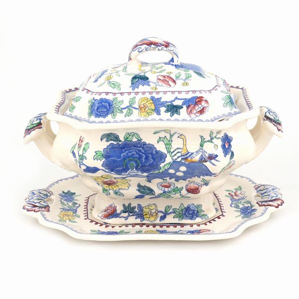 Zuppiera vintage con presentoire in ceramica Mason