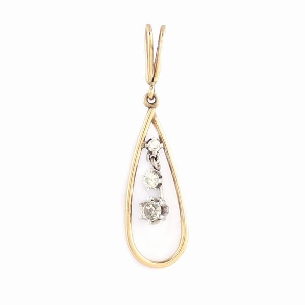 Pendente in oro giallo e bianco 14kt