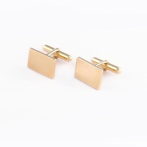 Gemelli di forma rettangolare in oro giallo 14kt