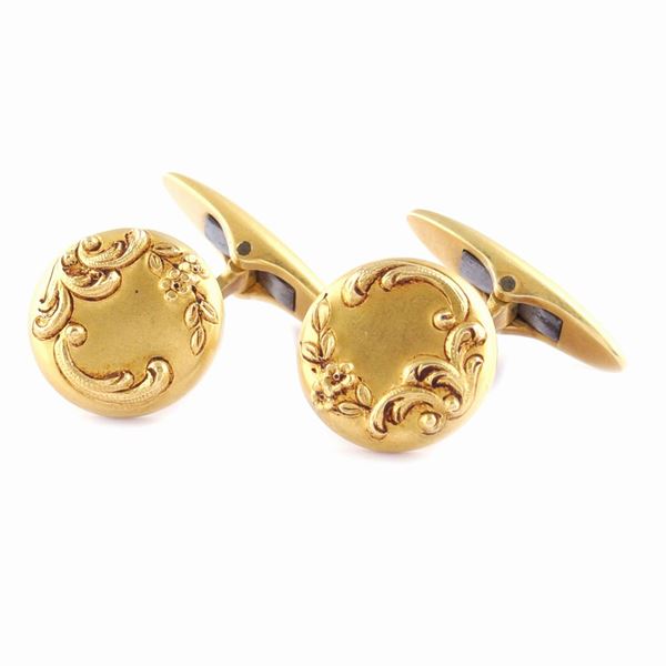 Gemelli di forma circolare in oro giallo 18kt