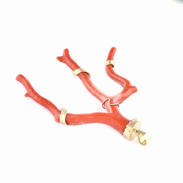 A red coral branch pendant