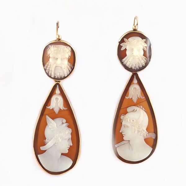 A pair of 14kt gold earrings  (19th century)  - Auction Online Christmas Auction - Colasanti Casa d'Aste