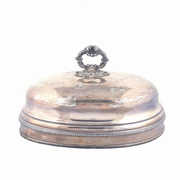 A silver plate dish cover