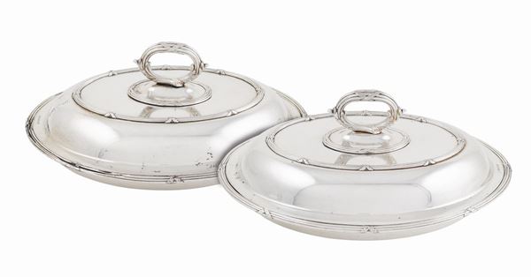 A pair of silverplate tureens