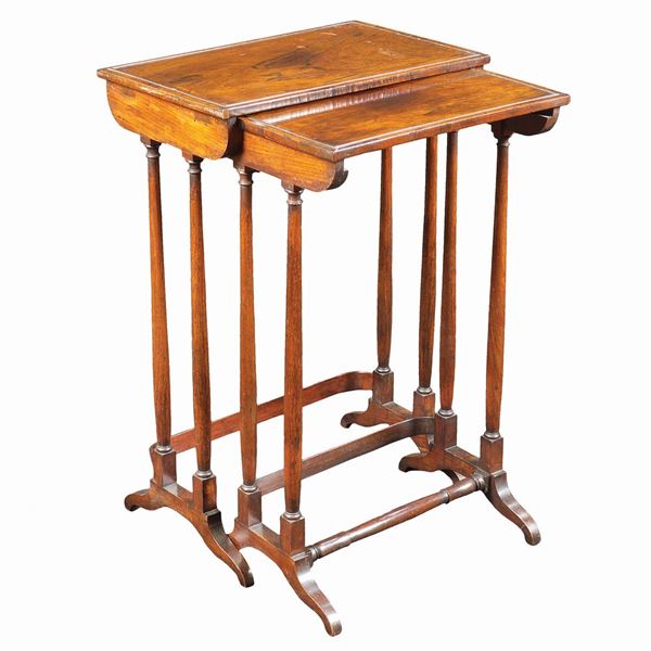 A pair of piled pallissander tables