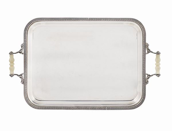 Vassoio rettangolare in argento 800