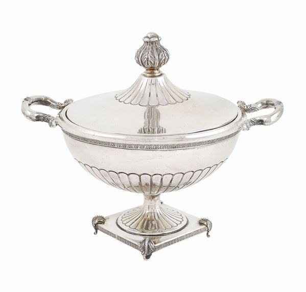 An 800 silver tureen with two handles