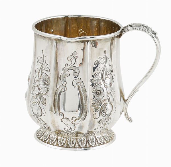 A silver mug