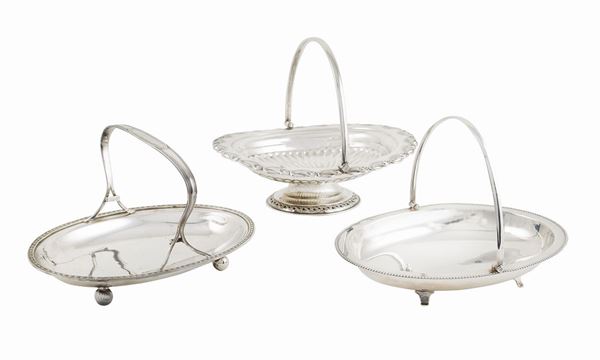 Three silverplate baskets