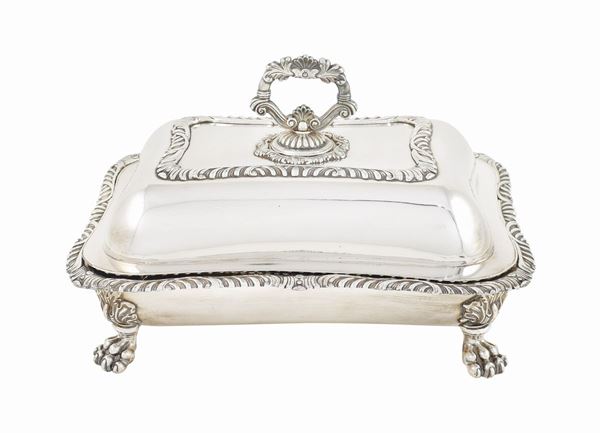 A silverplate bean pot