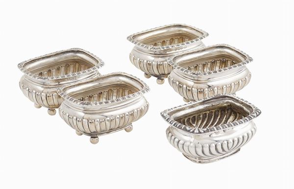 Cinque saliere in argento