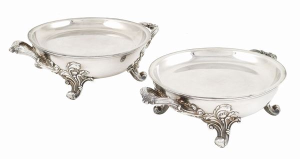 A pair of silverplate food warmers