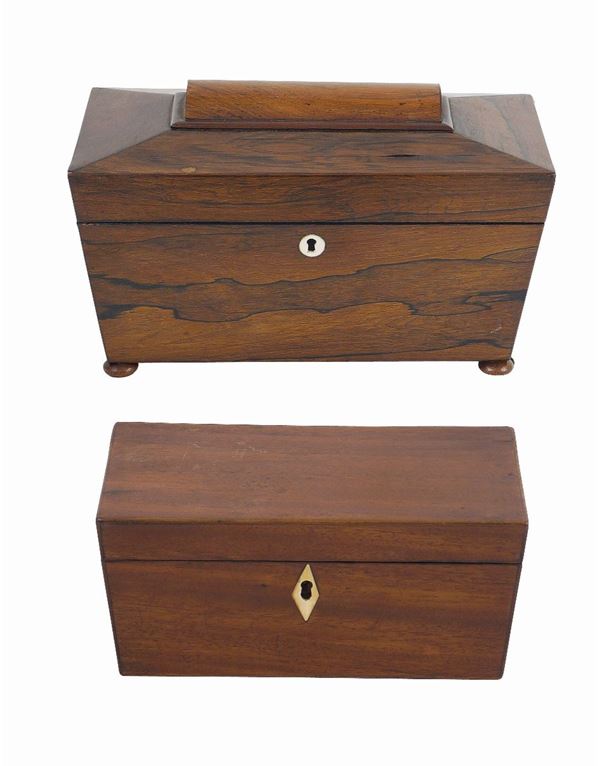 Due scatola da the in legno