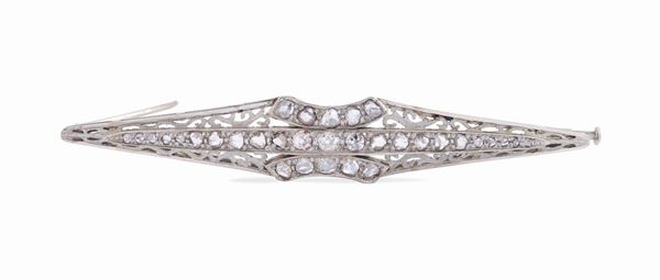 Spilla Decò in oro bianco 18kt