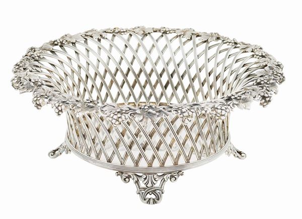 Cesto centrotavola in argento 925  (orafo De Vecchi, Milano, XX Sec.)  - Asta ARGENTI DA COLLEZIONE  - Colasanti Casa d'Aste