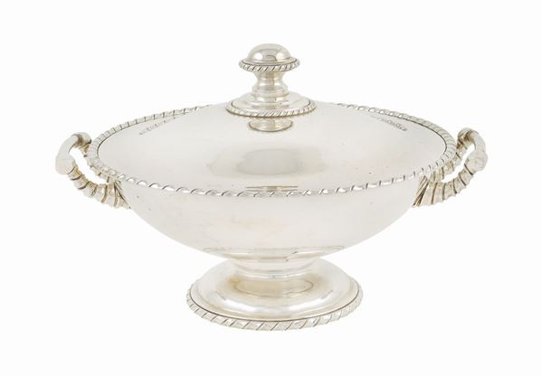 An 800 silver tureen with two handles