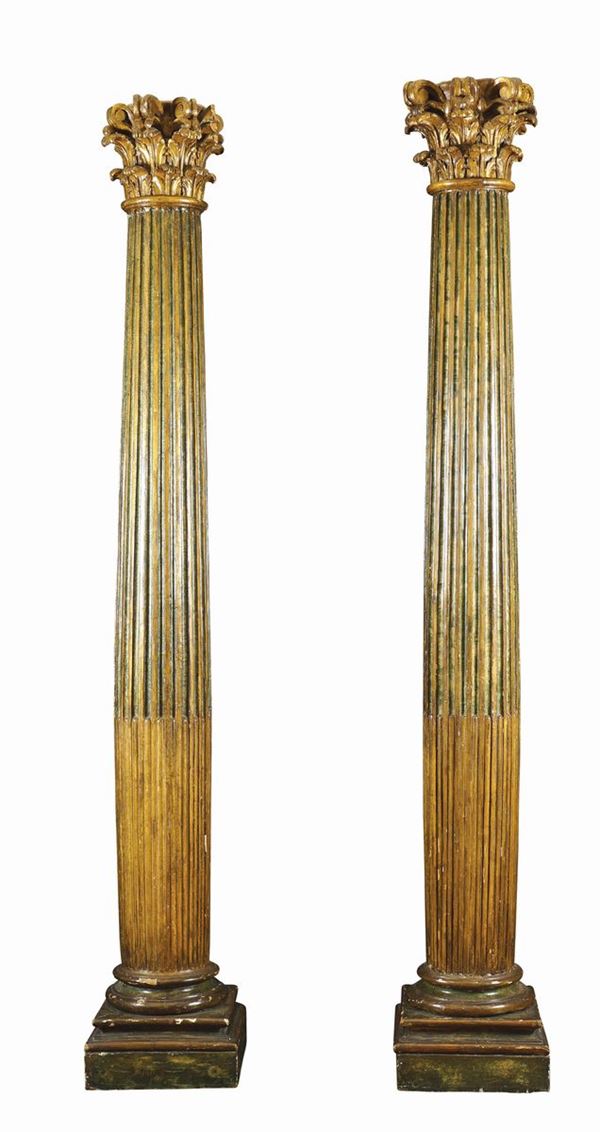 Coppia di grandi colonne corinzie  (Italia, fine del XVIII Sec.)  - Asta ARGENTI DA COLLEZIONE  - Colasanti Casa d'Aste